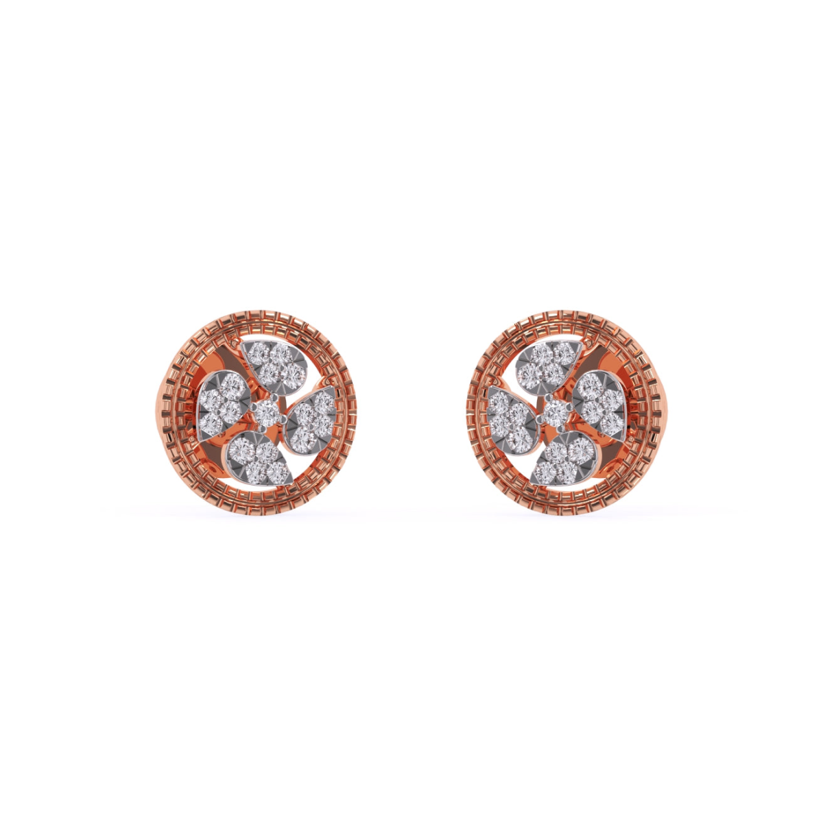 Vintage Style Round Cut Lab Grown Diamond Stud Earrings